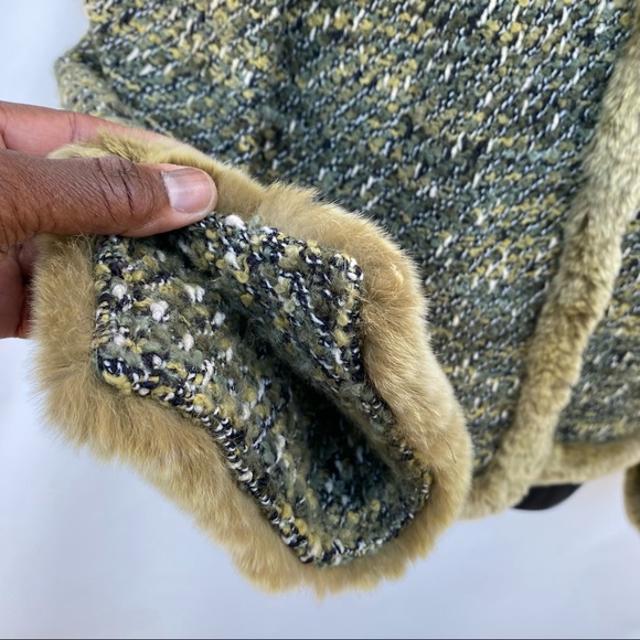 LAFAYETTE 148 New York Green Boucle & Rabbit Fur Jacket Size 12 - Picture 3 of 16